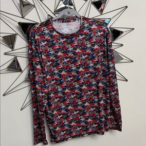 Ingear Men's sharks Rash Guard - Red, Blue, Gray